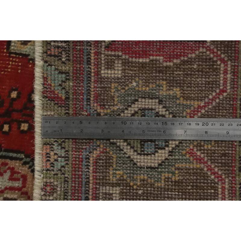 Hand Knotted Oriental 100% Wool Carpet Traditional Floral Red Tabriz Area Rug - 9' 0'' X 6' 7''