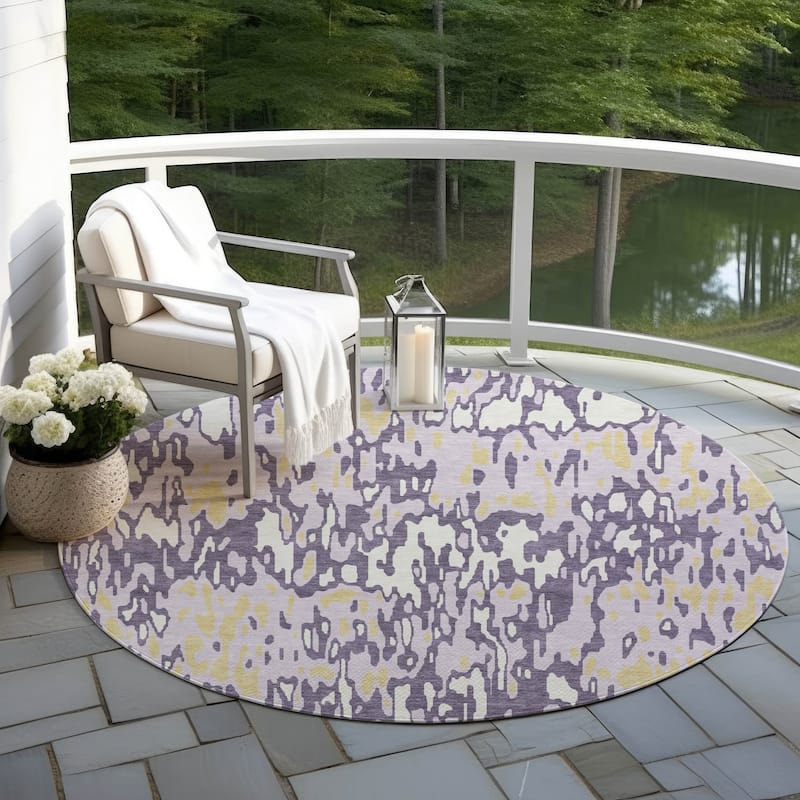Machine Washable Indoor/ Outdoor Modern Watercolor Chantille Rug