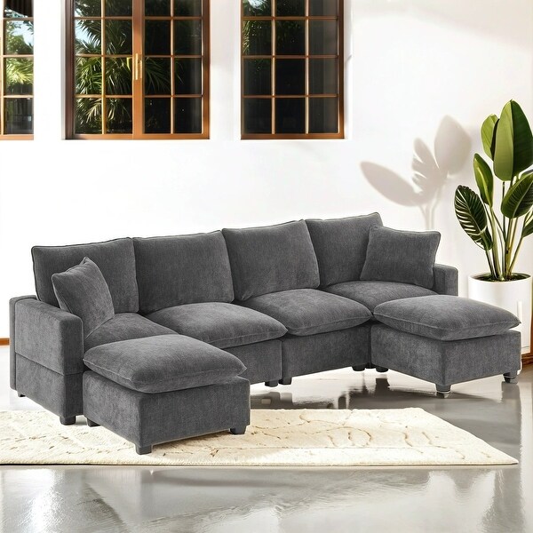 Modular U-Shape Free Sectional Sofa Couch With 2 Pillows Modular U-Shape Free Sectional Sofa Couch With 2 Pillows