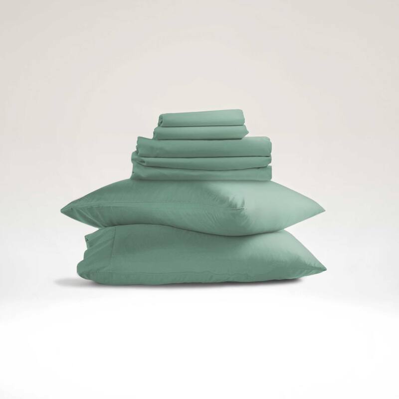 Emperyan 7 PC Bedding Set, Luxury Microfiber Duvet Cover With Sheets Bed Sets - Sage Green - Twin