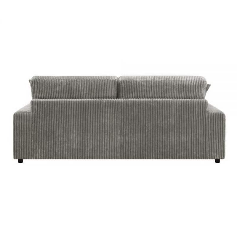 84 Inch Sectional Sofa, 6 Pillows, L Shape, Corduroy Upholstery, Gray