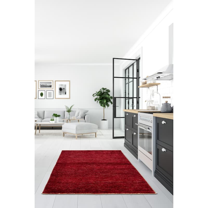 ECARPETGALLERY Hand-knotted Finest Peshawar Ziegler Red Wool Rug - 3'10 x 4'10