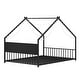 preview thumbnail 35 of 34, Twin Size Kids' House Bed Frame with Canopy, Built-In Multi-Color LED Lights, Sturdy Metal Slats, Low-Profile Design