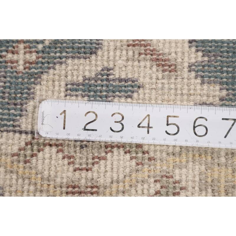 Green & Ivory Oushak Oriental Runner Rug Handmade Wool Carpet - 2'7"x 10'0"