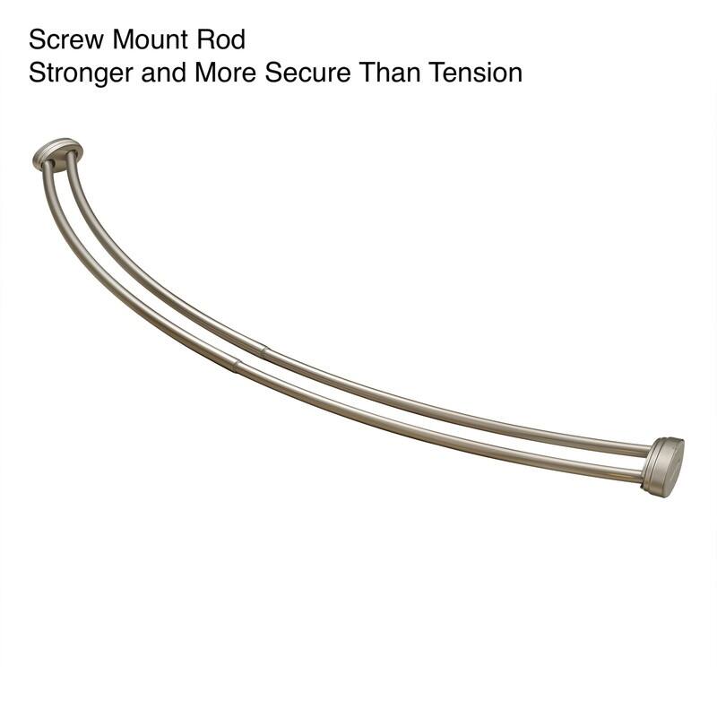 Utopia Alley Rustproof Wall Mounted Aluminum Double Curved Shower Curtain Rod, Screw Mount Rod, Adjustable Rod from 45" to 72"