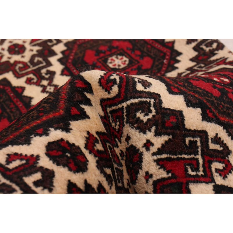 ECARPETGALLERY Hand-knotted Royal Baluch Cream Wool Rug - 1'10 x 9'3