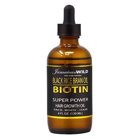 Jamaican Wild Black Rice Bran Oil Biotin Super Power Hair Growth Oil 4oz