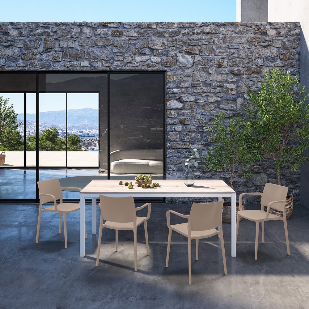 WRGHOME Modern Stacking Patio Dining Armchair Indoor/Outdoor (Set of 2) - 31.30'' H X 22.16'' W X 21.06'' D