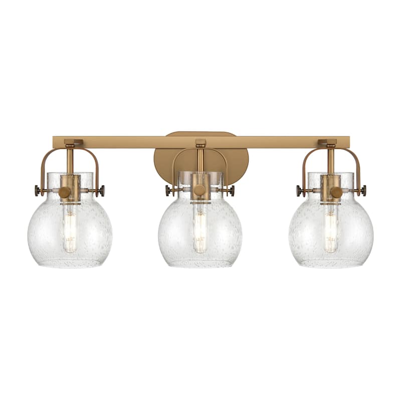 Innovations Lighting 423-3W-10-27 Pilaster II Sphere Vanity Pilaster - Brushed Brass / Seedy