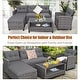 preview thumbnail 5 of 8, Costway 4PCS Patio Rattan Furniture Set Cushioned Loveseat Table Shelf - Grey - See Details