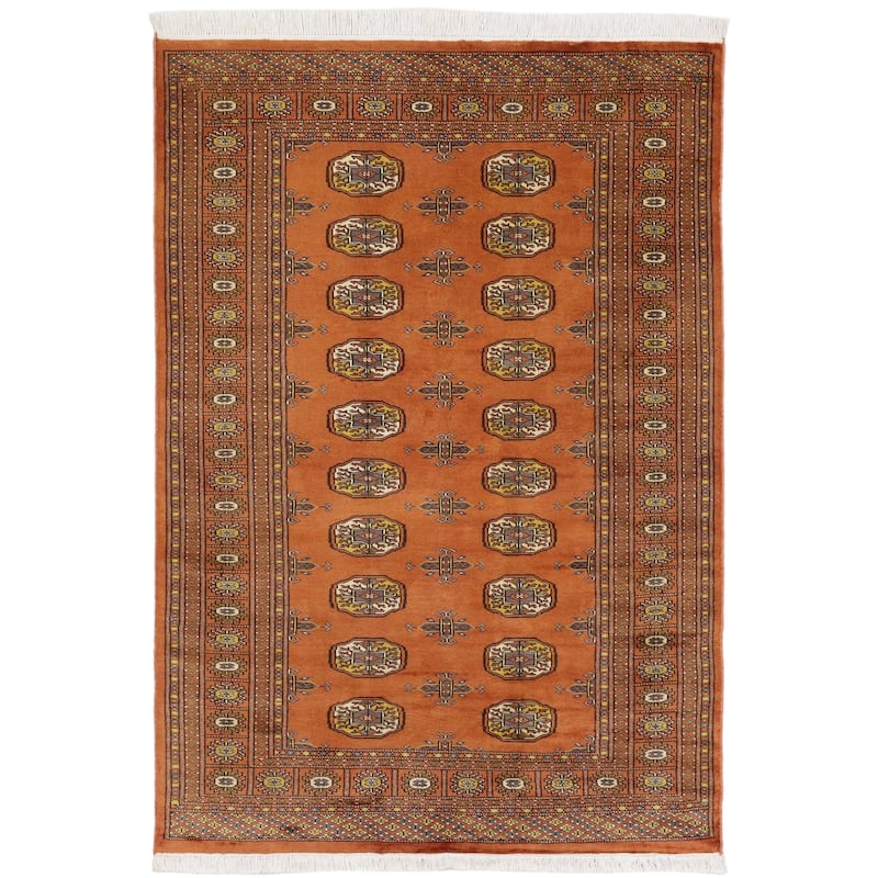 Tribal Bokhara Barber Rust/Beige Hand Knotted Wool Rug - 4'0'' x 6'1''