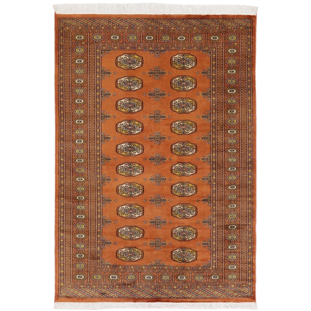 Tribal Bokhara Barber Rust/Beige Hand Knotted Wool Rug - 4'0'' x 6'1''