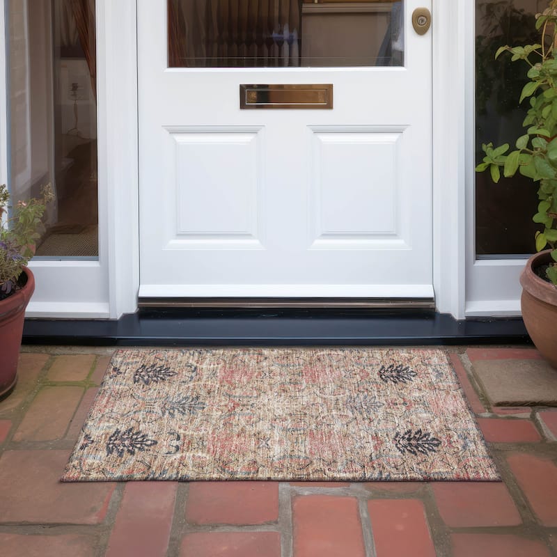 Machine Washable Indoor/ Outdoor Boho Traditional Chantille Rug