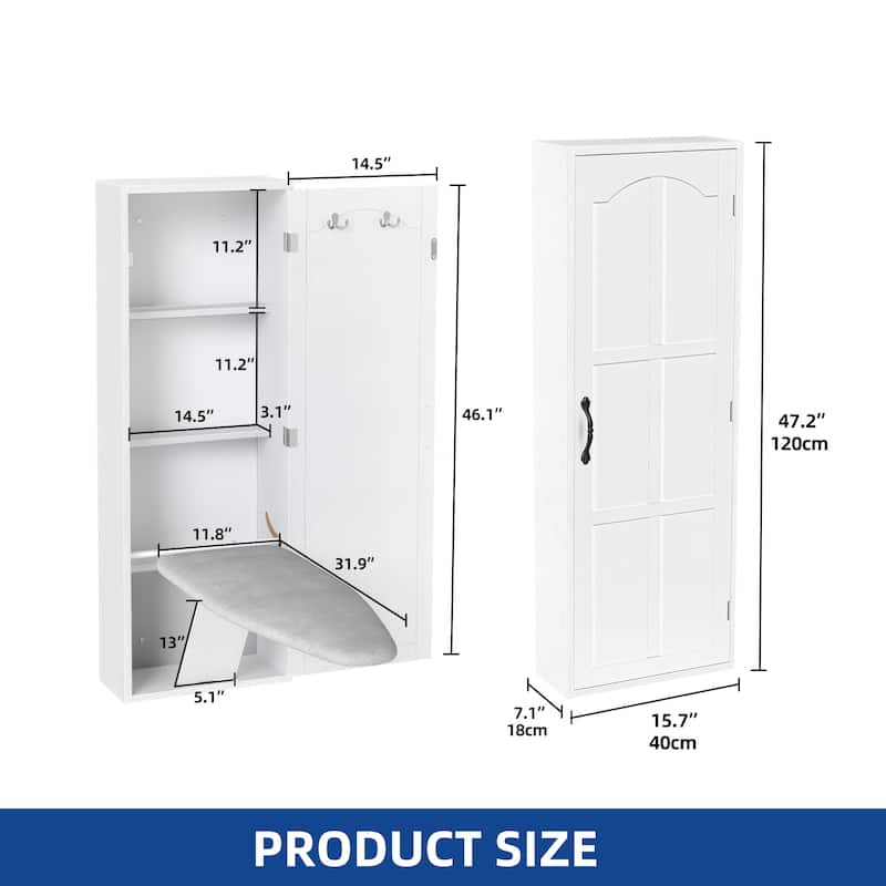Moasis 47.2"Height Essentials In-Wall Recessed Ironing Board Cabinet with 4 Storage Shelves