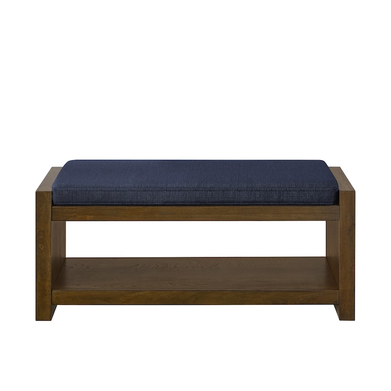 Farmhouse Storage Narrow Hallway Bench with Wood Legs