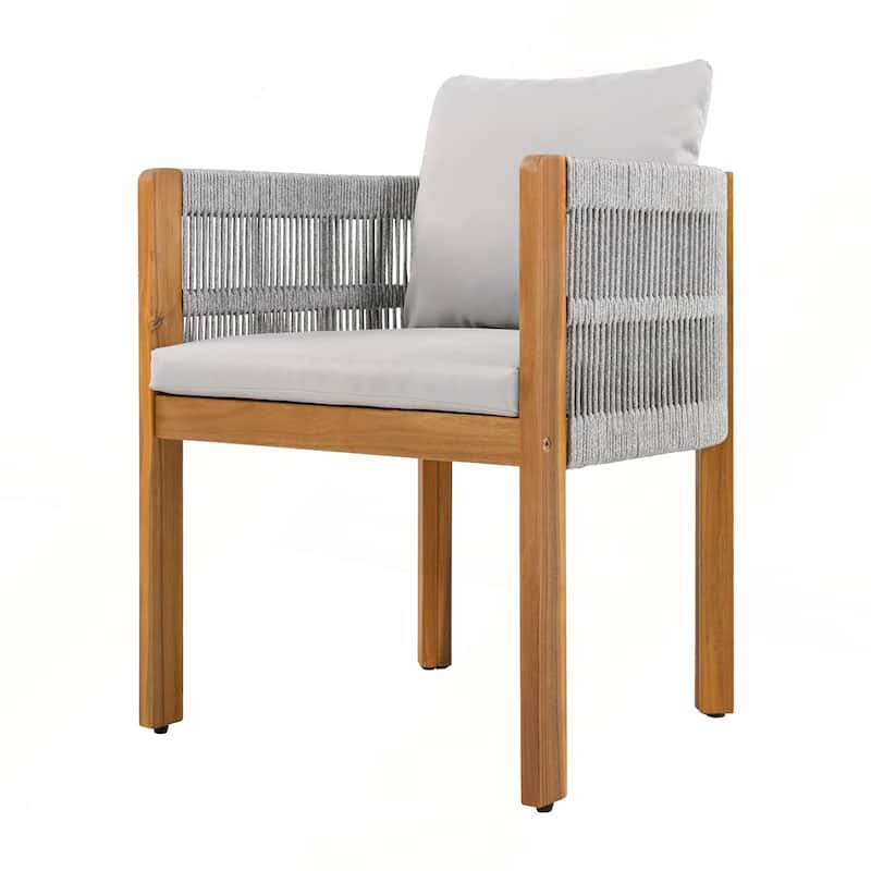 Acacia Wood Outdoor Dining Chairs 2-Pack with Washable Waterproof Cushions