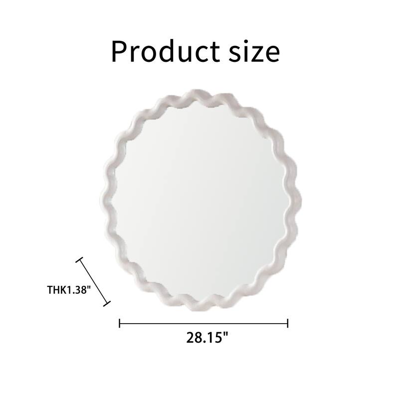 White Scalloped Round Wall Mirror