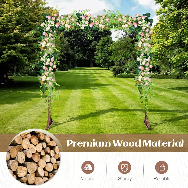 Gymax 7.2 FT Square Wedding Arch Wooden Arbor Backdrop Stand w/