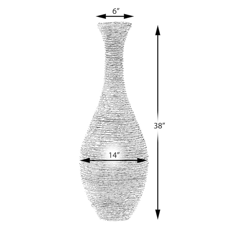 38-inch Tall Artificial Rattan Floor Vase in Elegant Beige - Statement Piece for Living Room Decor, Entryway, or Hallway