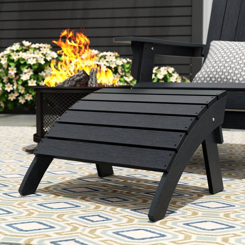 Vineyard HIPS Outdoor Eco-Friendly All Weather Adirondack Chair Ottoman - Black