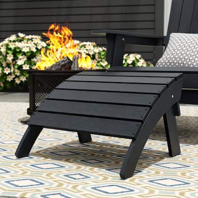 Polytrends Vineyard HIPS Outdoor Eco-Friendly All Weather Adirondack Chair Ottoman