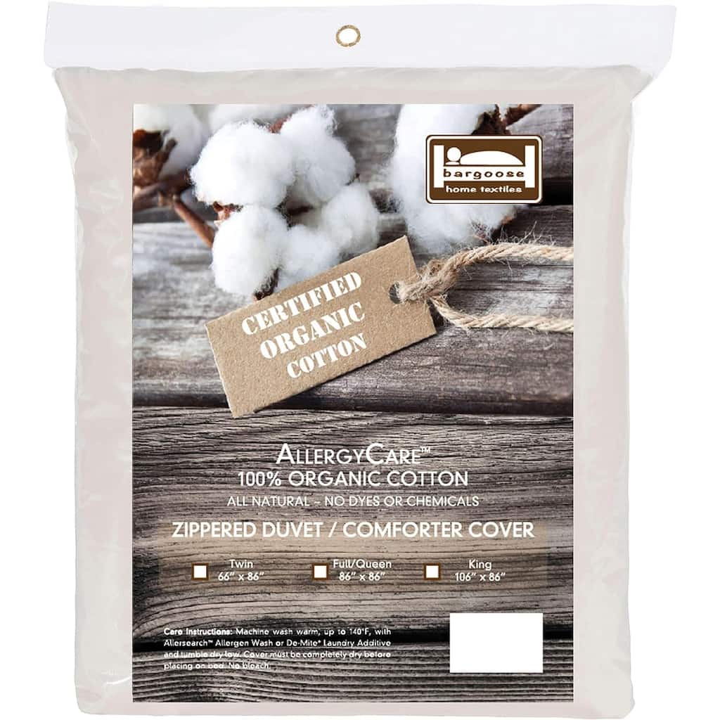 Organic Cotton Breathable Duvet Cover, Blocks Dust Mites, Pollen, Pet Dander and Other Irritants