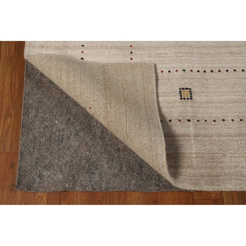 Hand Knotted Oriental 100% Wool Carpet Tribal Tribal Beige & Ivories Gabbeh Area Rug - 9' 5'' X 6' 7''
