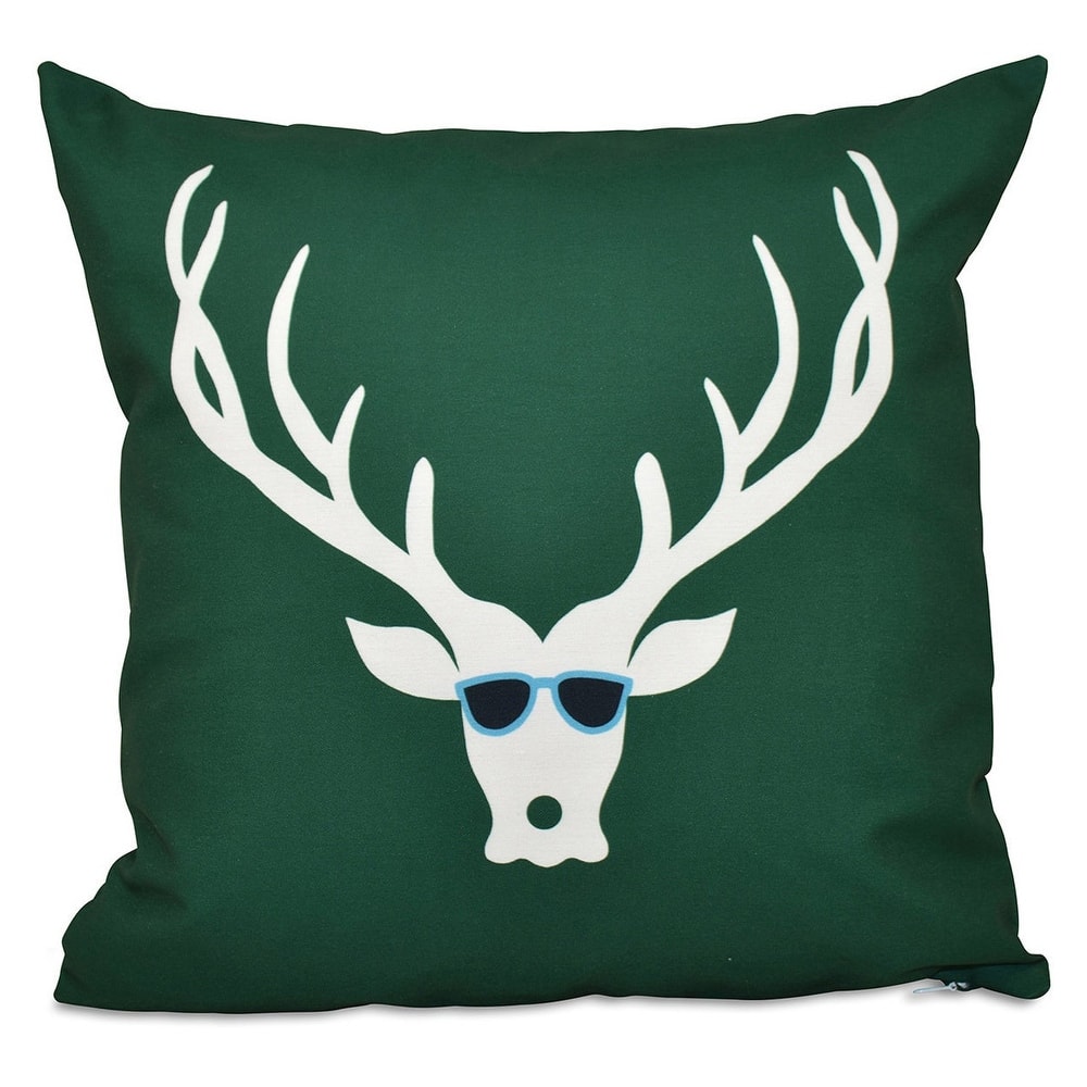 Blue/ Red/ Green Decorative Holiday Cool Christmas Deer Print 20-inch Pillow