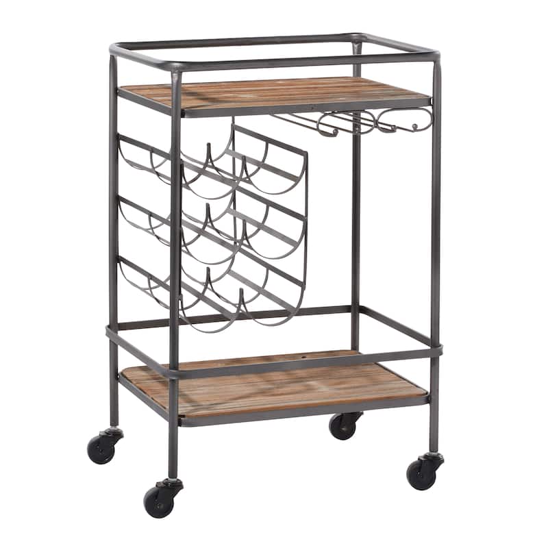 Metal Contemporary Bar Cart with Wheels