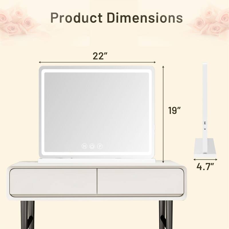Vanity Mirror with Lights, Led Makeup Mirror, Lighted Makeup Mirror with Dimmable Lights, Smart Touch ,USB Charging Port