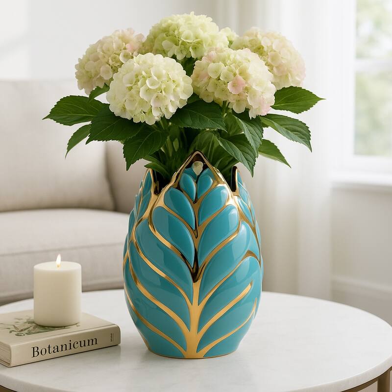 Ceramic Modern Leaf Sculptural Flower Vase