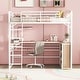 preview thumbnail 9 of 10, Twin Size Metal Loft Bed with L-shaped Desk and 3 Layers of Shelves