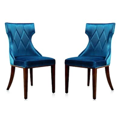 Reine Black and Walnut Velvet Dining Chair (Set of Two)