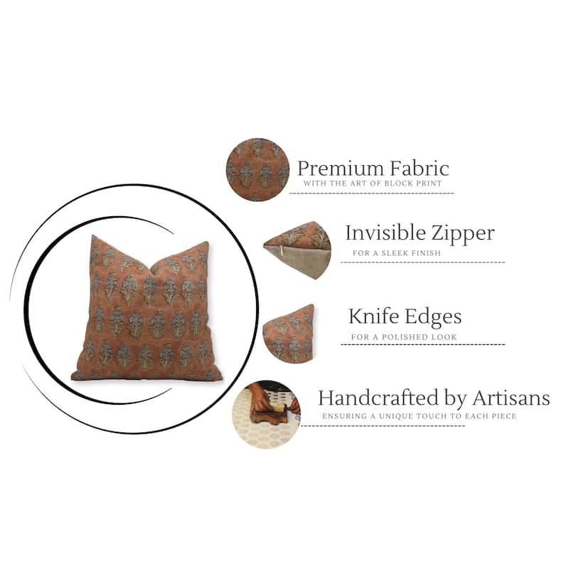 Fabdivine Linen Bohemian Block print pillow Cover