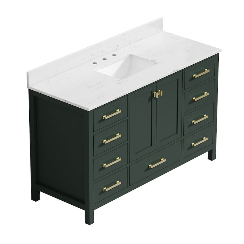 StarrySky 54 inch Undermount Single Sink Bathroom Vanity with Engineered Carrara Marble Top - 54 inch