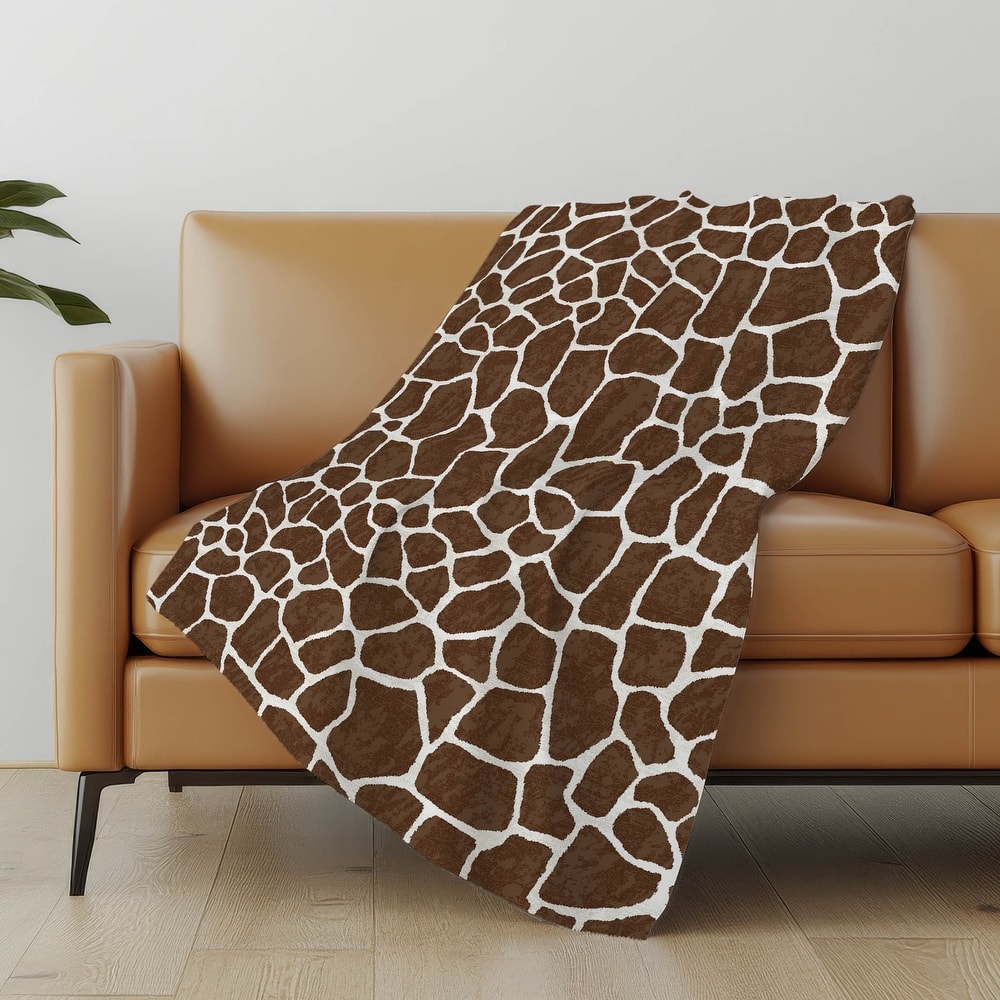 Premium Machine Washable ASB45 Giraffe Print Sherpa Throw Blanket