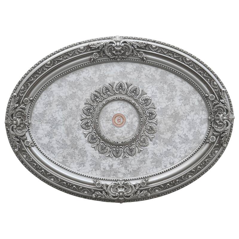 Antique Silver Petite Oval Ceiling Medallion - Silver