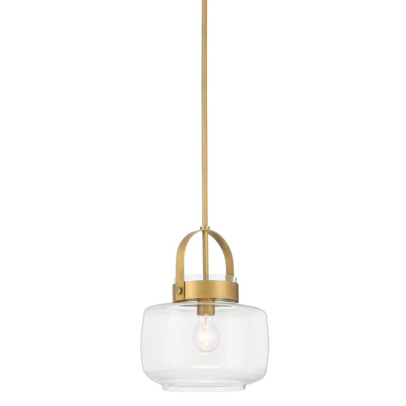 Minka Lavery 3937 WickGlow 11" Wide Pendant with Clear Glass Shade - Legacy Brass