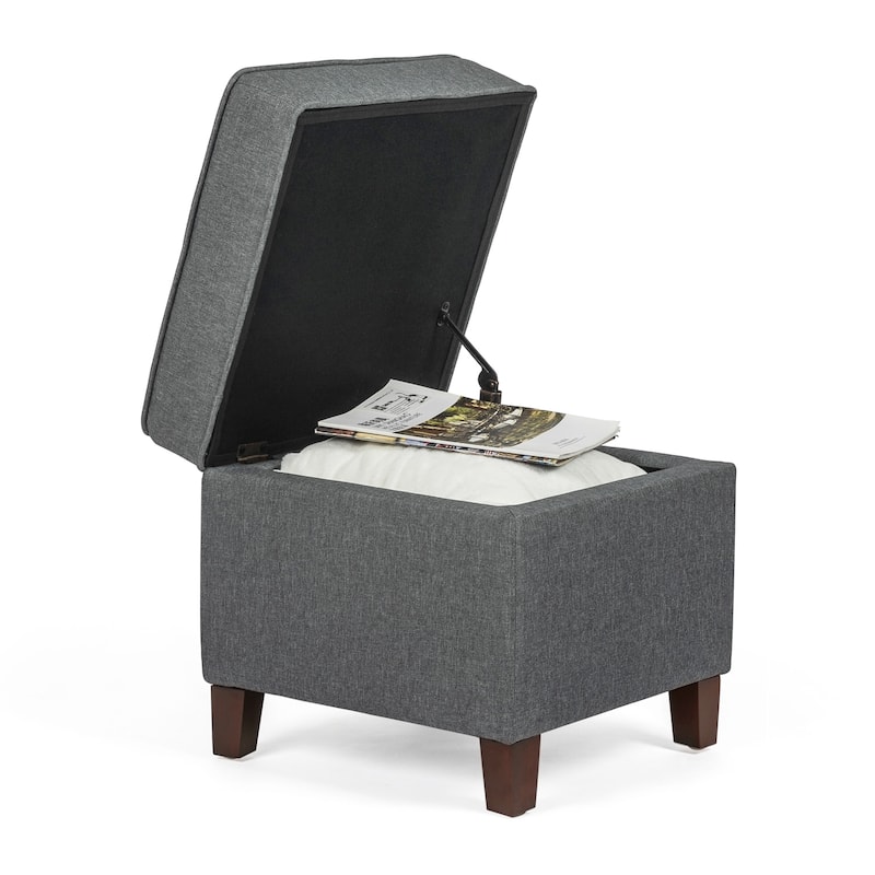 Adeco Square Storage Ottoman 17 inch Footstool