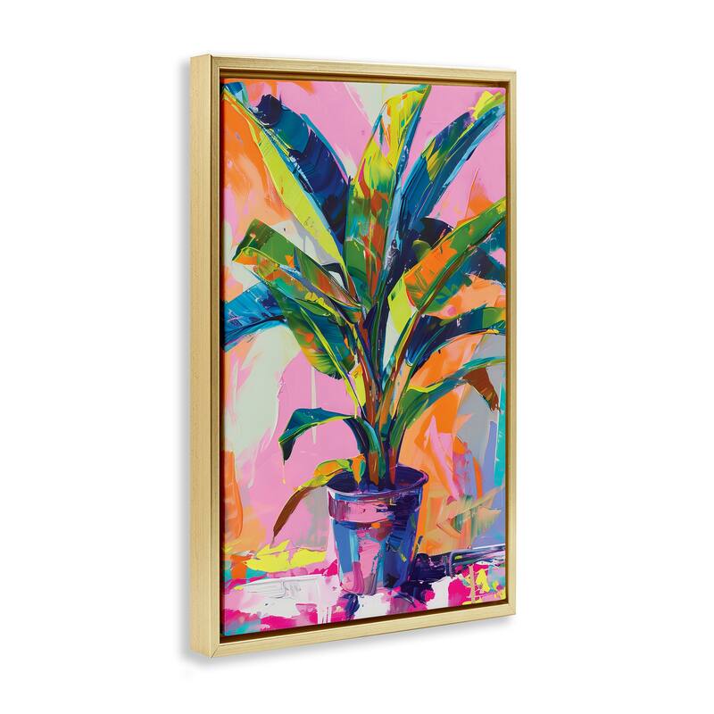 Stupell Vivid Saturated House Plant Framed Floater Canvas Wall Art Design By LSR Design Studio