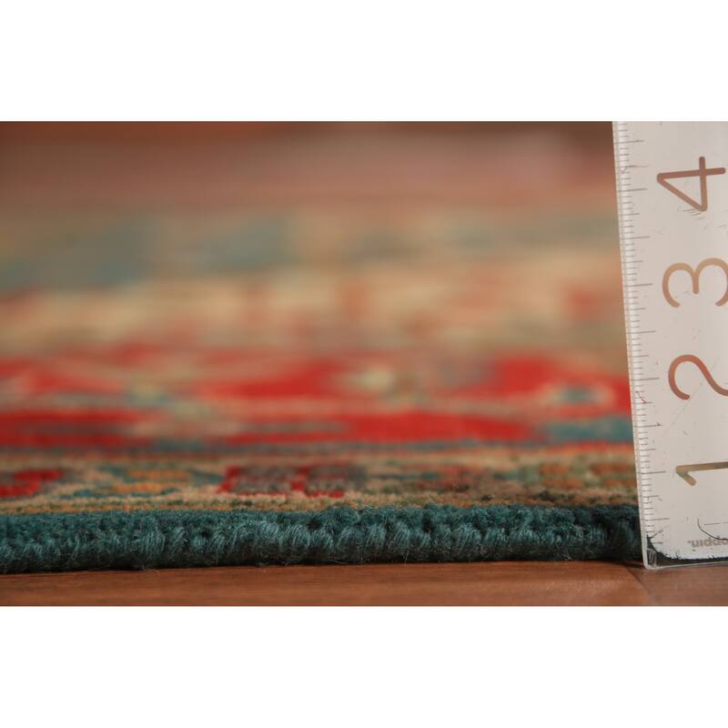 Green Medallion Oushak Indian Large Rug Hand-Knotted Wool Carpet - 9'7"x 13'9"