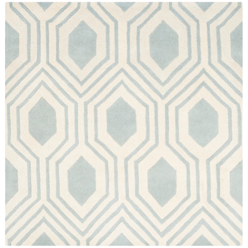 SAFAVIEH Handmade Chatham Kitt Modern Wool Rug - 5' Square - Grey/Ivory