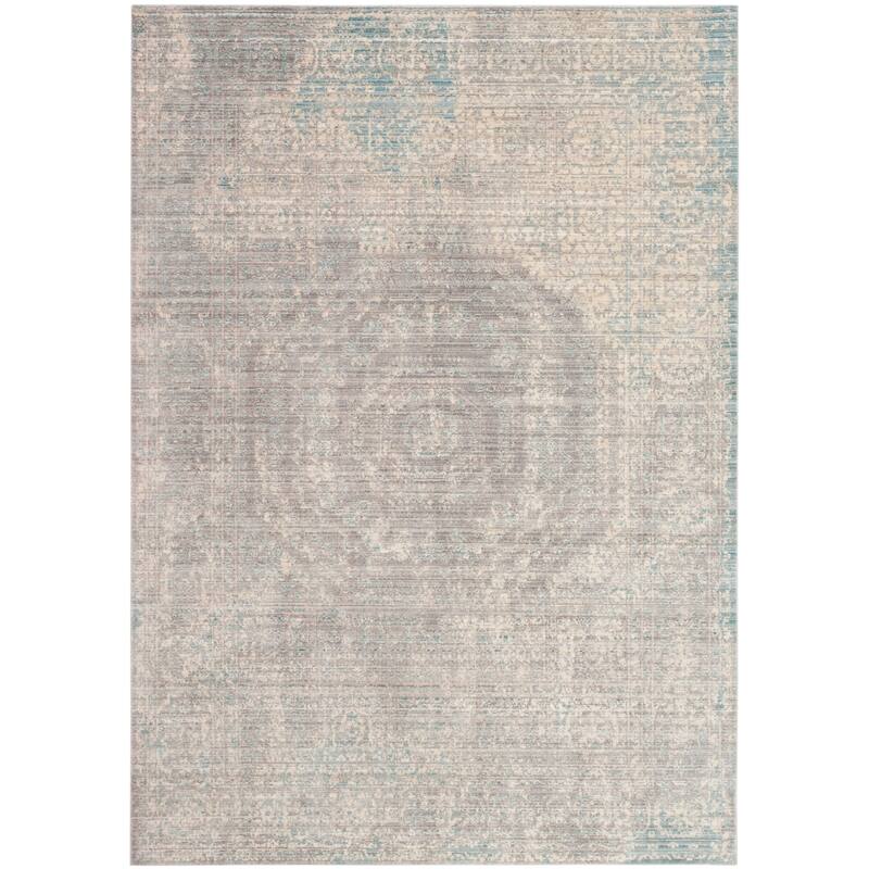 SAFAVIEH Valencia Burcu Distressed Vintage Boho Oriental Polyester Rug - 5' x 8' - Grey/Multi