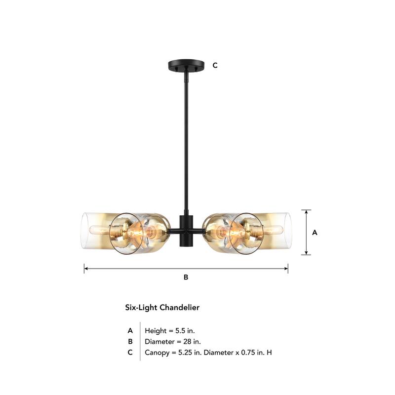 Gatsby 6-Light Matte Black Mid-Century Modern Geometric Chandelier for Dining Rooms - 28