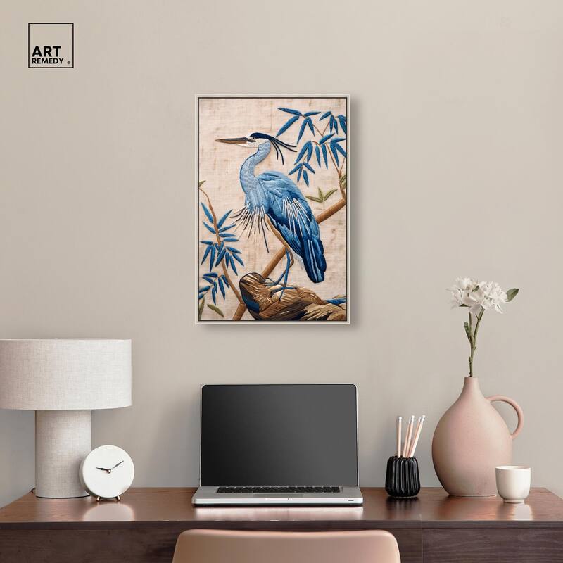 Needlework Heron Canvas by Art Remedy