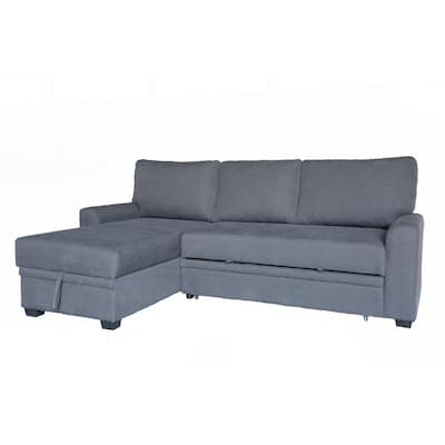 Nami Sleeper Sectional with Storage Chaise, Gray Flannel, 91 Inch