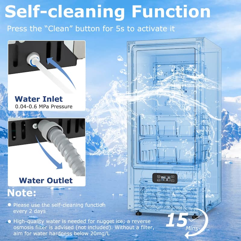Costway Under Counter Nugget Ice Maker with Self-Cleaning 80 lbs/Day - See Details
