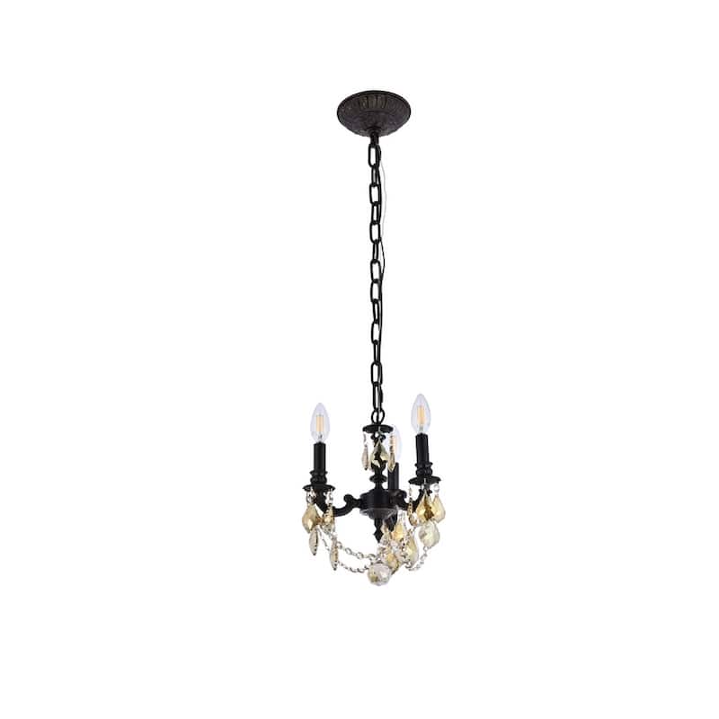 Somette Crystal 3-light Dark Bronze Finish Chandelier