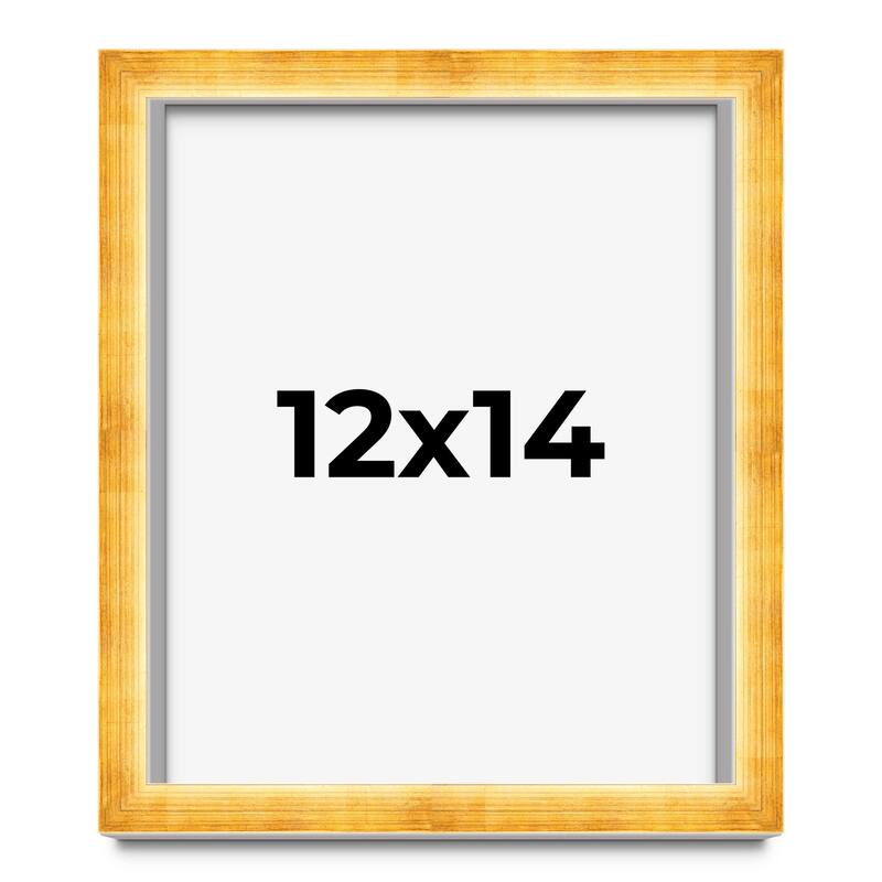 12x14 Shadow Box Frame Gold | 1.625 Inches Deep Real Wood Traditional