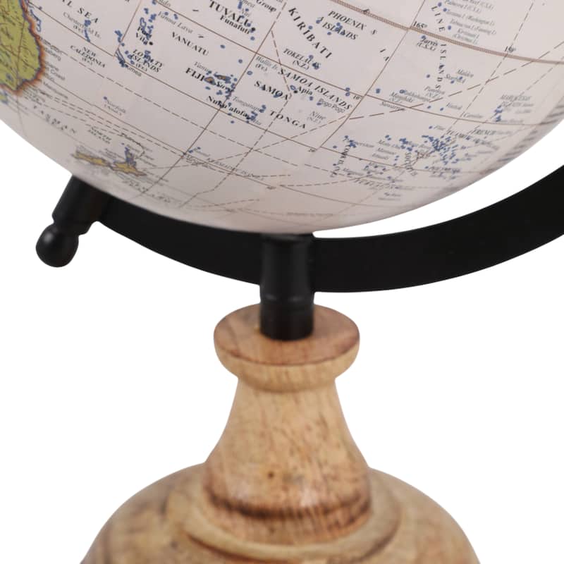 Wood Metal Globe Traditional Style Accent - 12" Brown/Tan - 11.75"